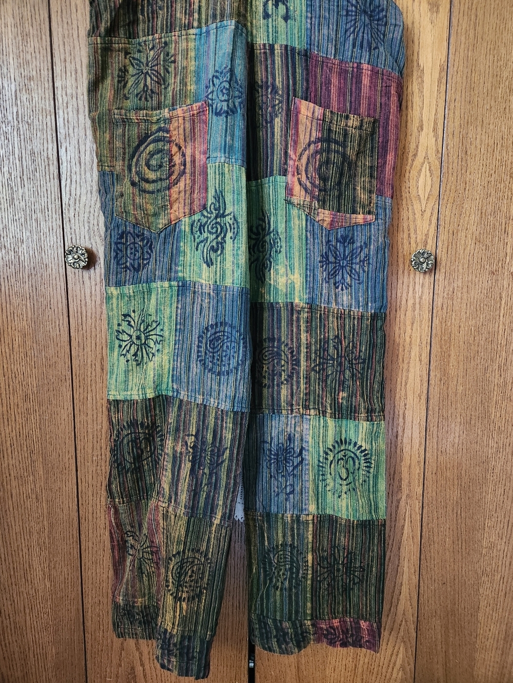 Gypsy Rose Cotton Tie-Dye Patchwork Overalls - Picture 7 of 10